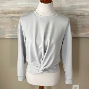 For The Republic light gray modal blend twist knot front pullover